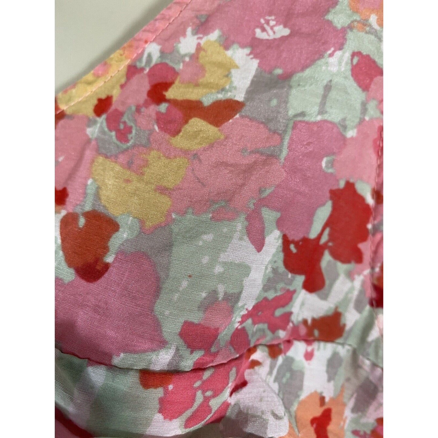 Calvin Klein Silk Blend Colorful Layered Ruffle Sleeveless Blouse Side Zip M