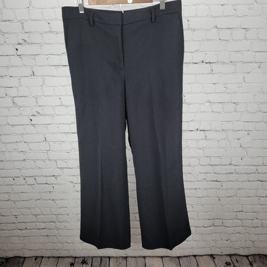 NWT Ann Taylor Black Ribbed High Rise Wide Leg Curvy Dress Pants Size 12 (34x31)