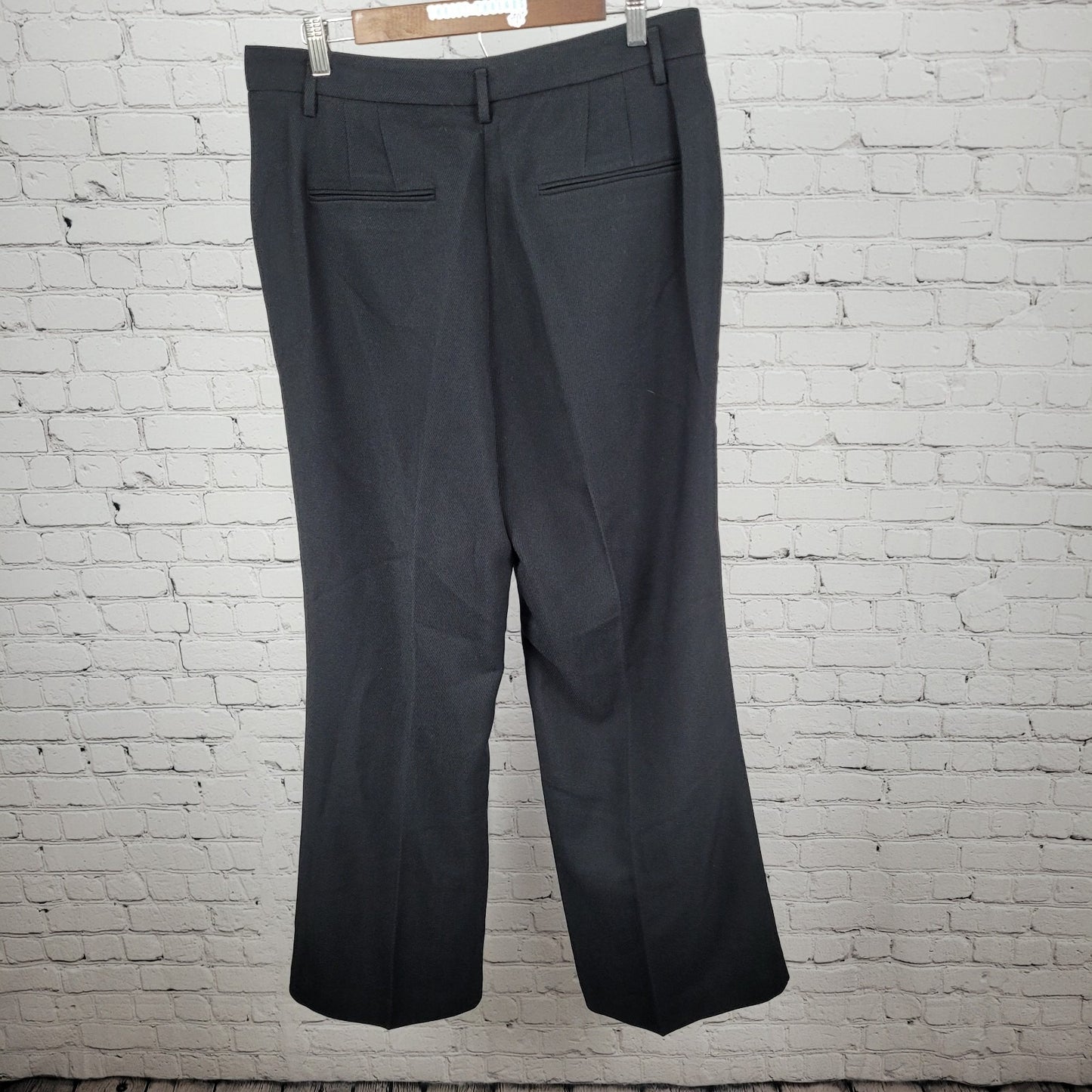 NWT Ann Taylor Black Ribbed High Rise Wide Leg Curvy Dress Pants Size 12 (34x31)