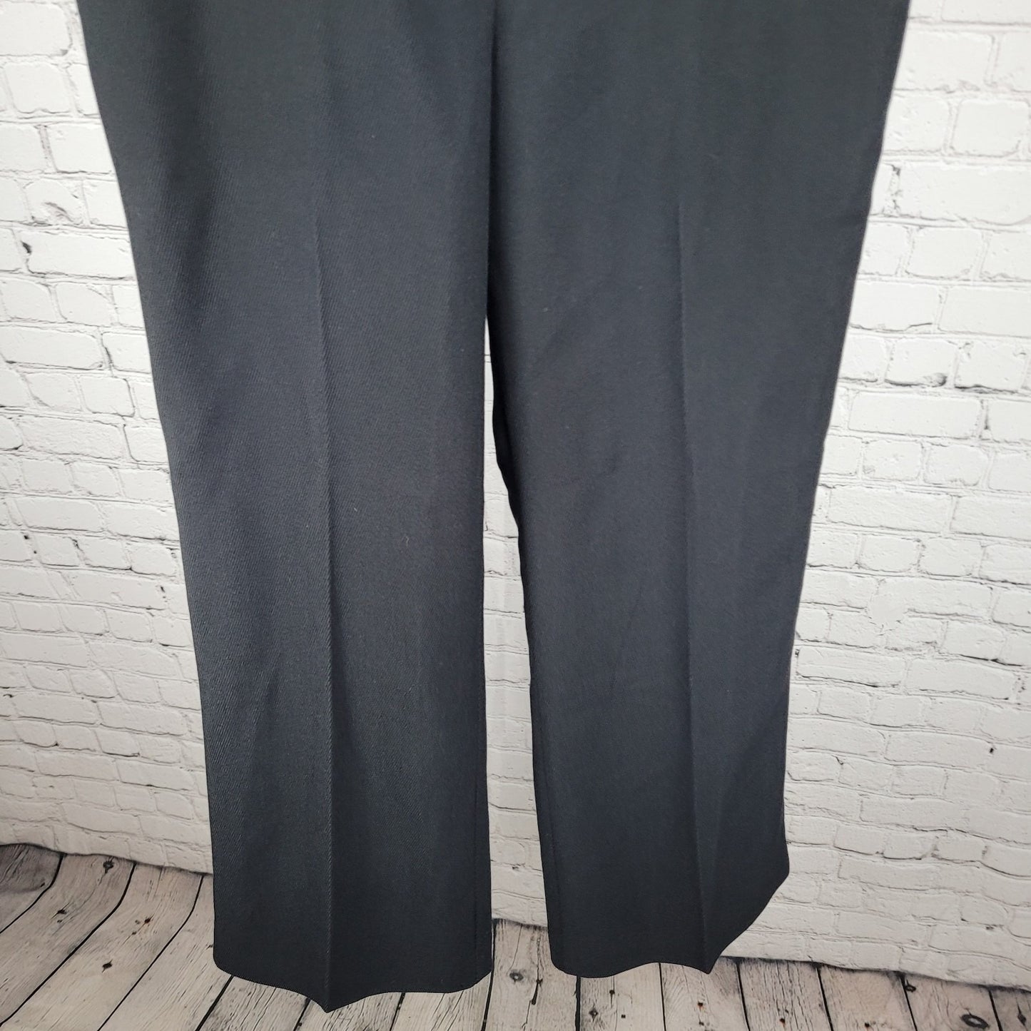 NWT Ann Taylor Black Ribbed High Rise Wide Leg Curvy Dress Pants Size 12 (34x31)