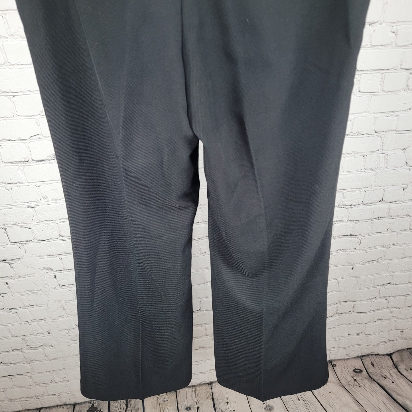 NWT Ann Taylor Black Ribbed High Rise Wide Leg Curvy Dress Pants Size 12 (34x31)