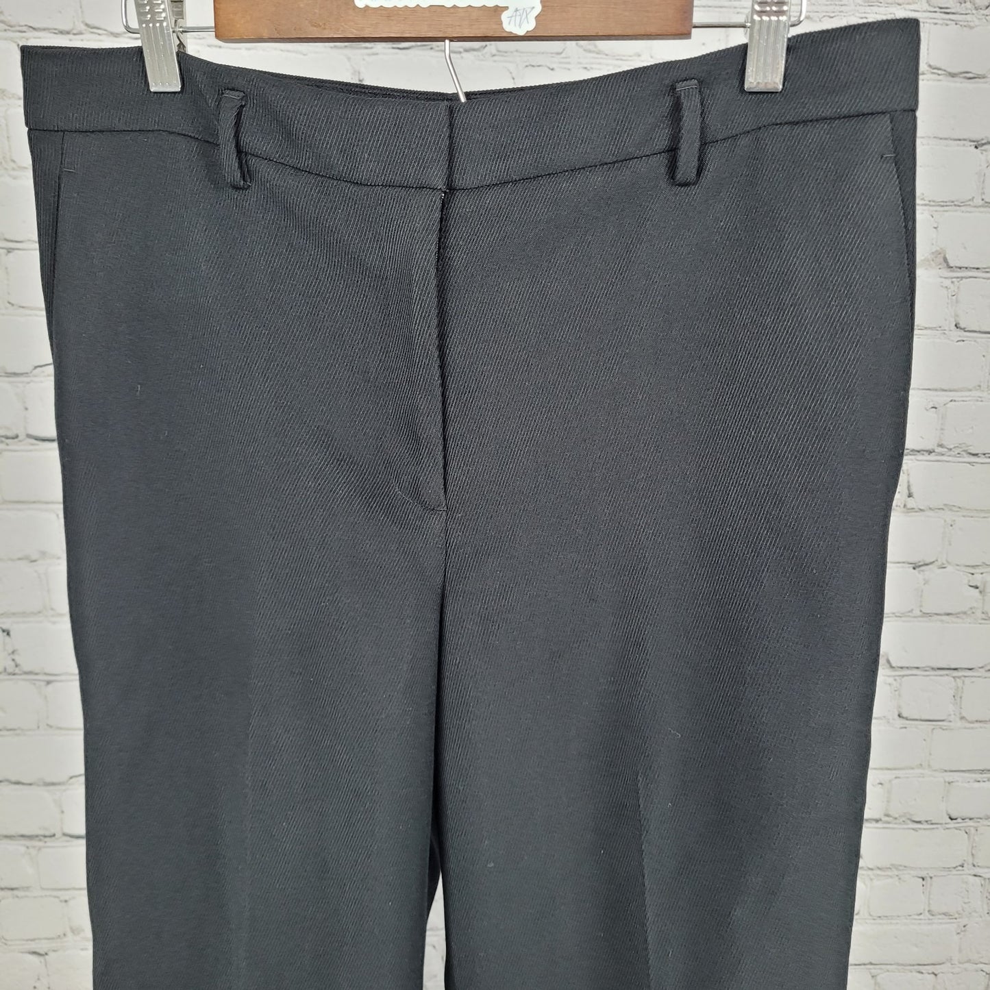 NWT Ann Taylor Black Ribbed High Rise Wide Leg Curvy Dress Pants Size 12 (34x31)