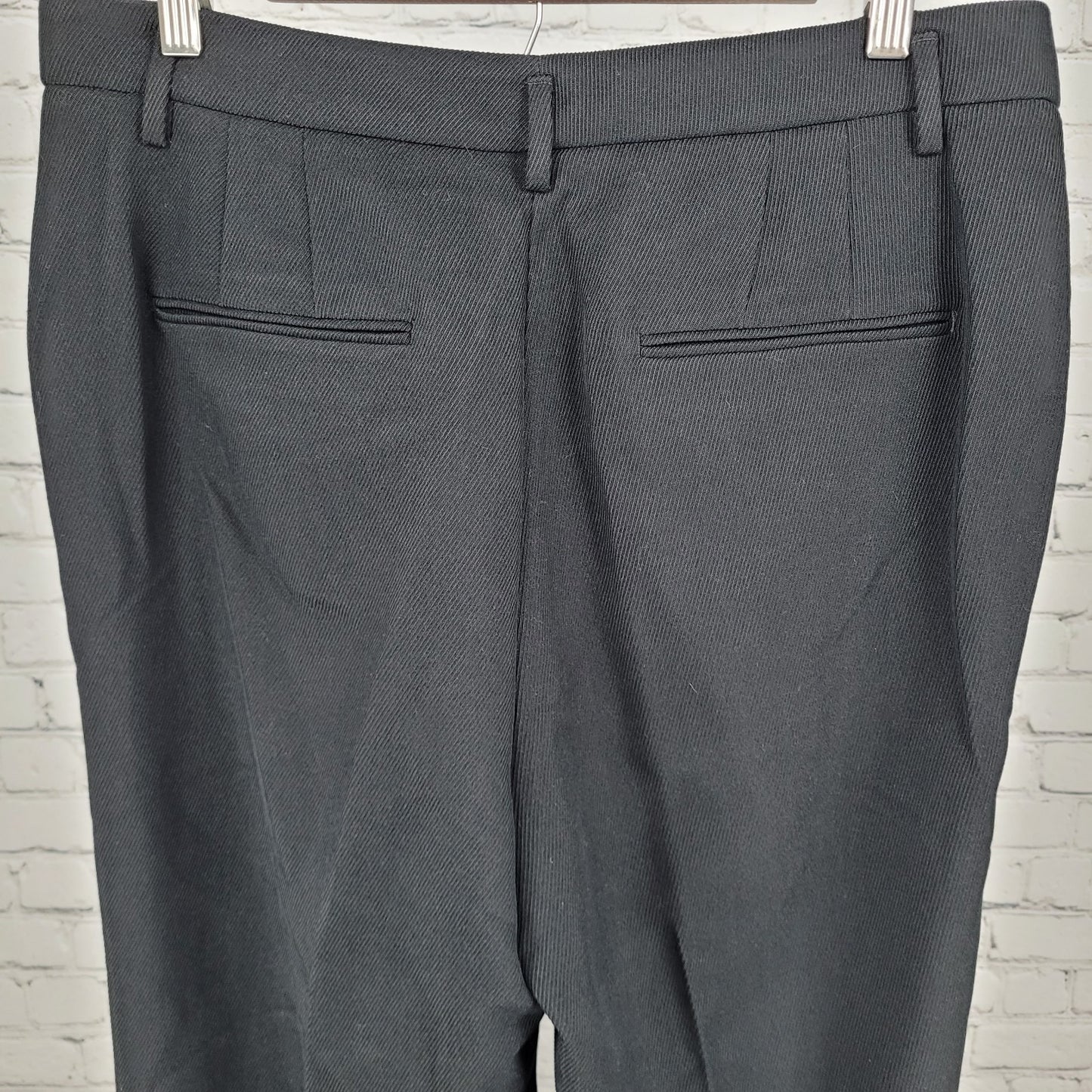 NWT Ann Taylor Black Ribbed High Rise Wide Leg Curvy Dress Pants Size 12 (34x31)
