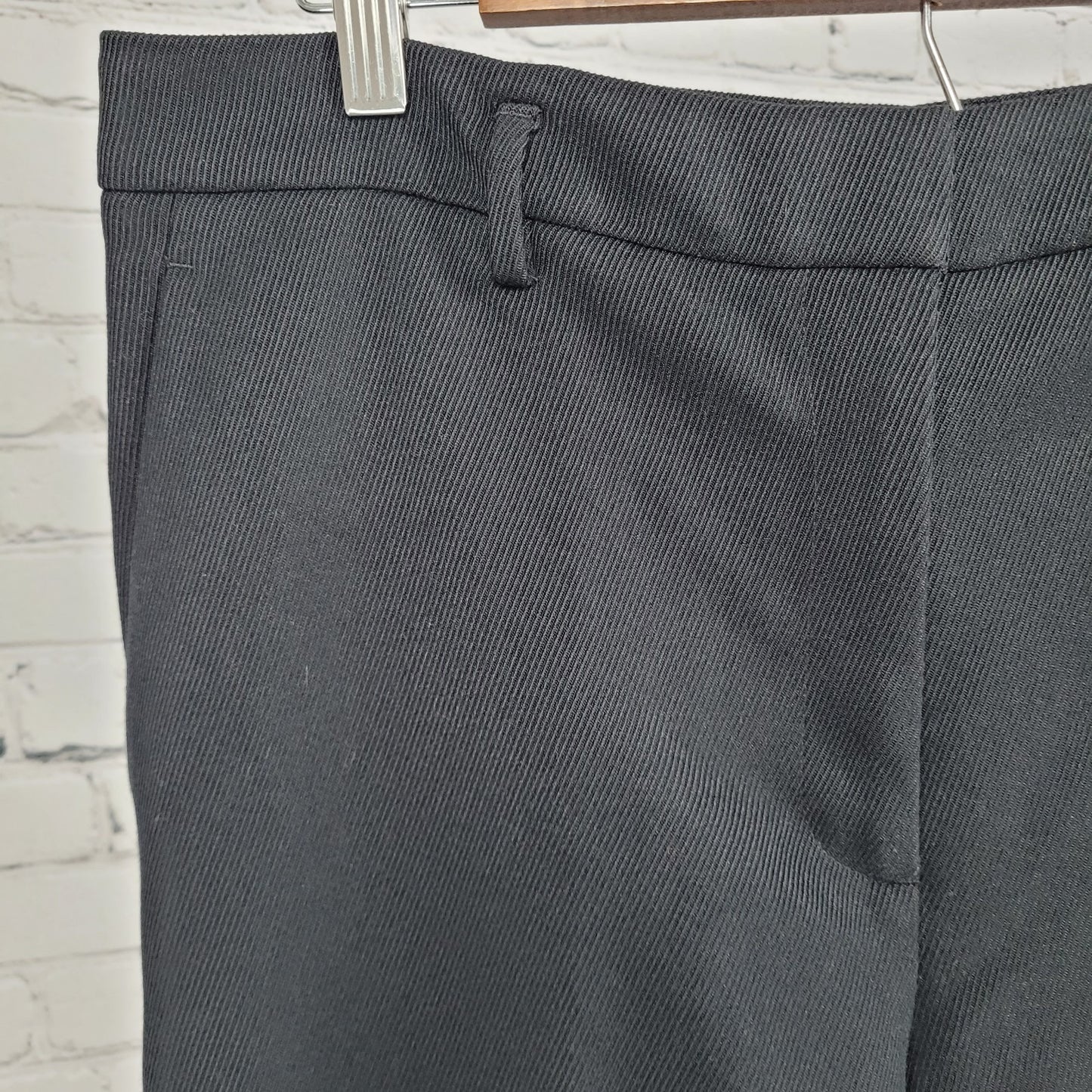 NWT Ann Taylor Black Ribbed High Rise Wide Leg Curvy Dress Pants Size 12 (34x31)