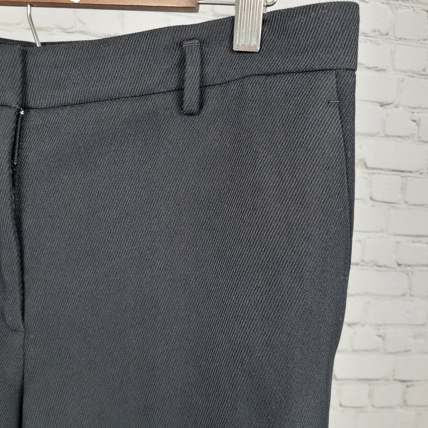 NWT Ann Taylor Black Ribbed High Rise Wide Leg Curvy Dress Pants Size 12 (34x31)