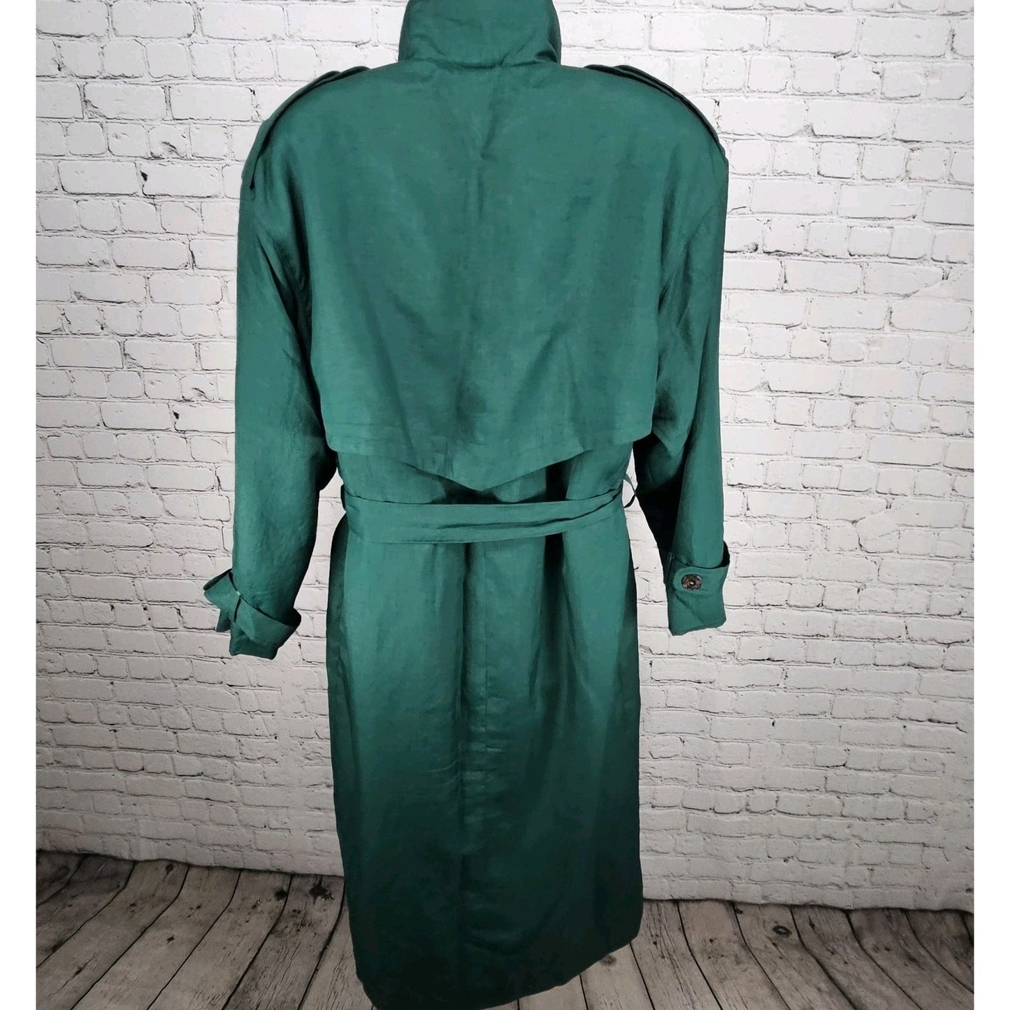 VTG Irving Posluns Green Double Breasted Belted Insulated Trench Coat 9/10
