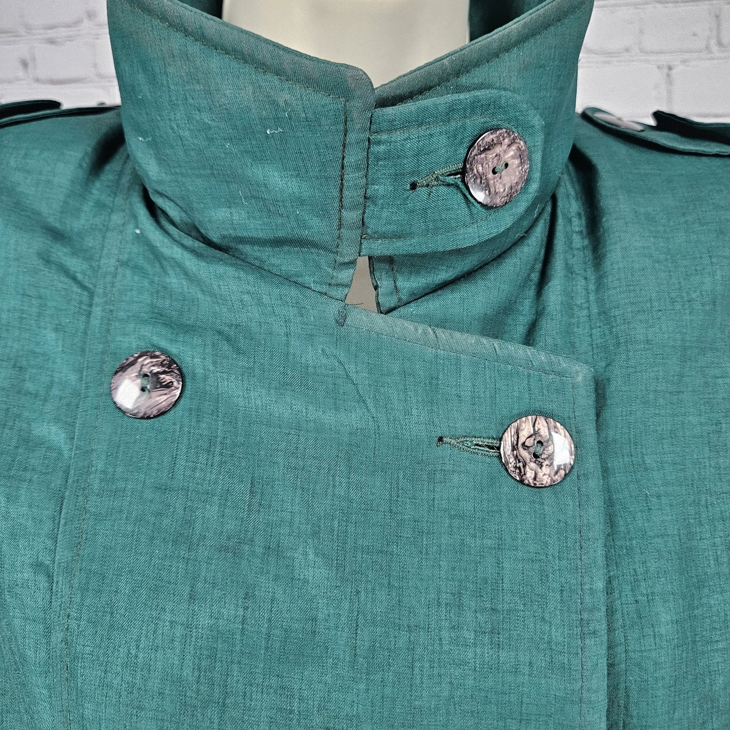 VTG Irving Posluns Green Double Breasted Belted Insulated Trench Coat 9/10