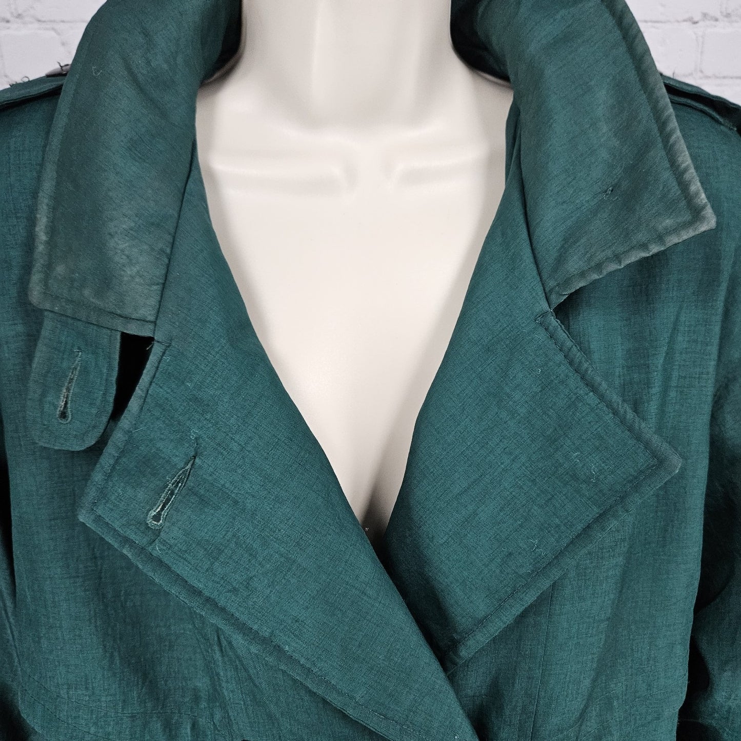VTG Irving Posluns Green Double Breasted Belted Insulated Trench Coat 9/10