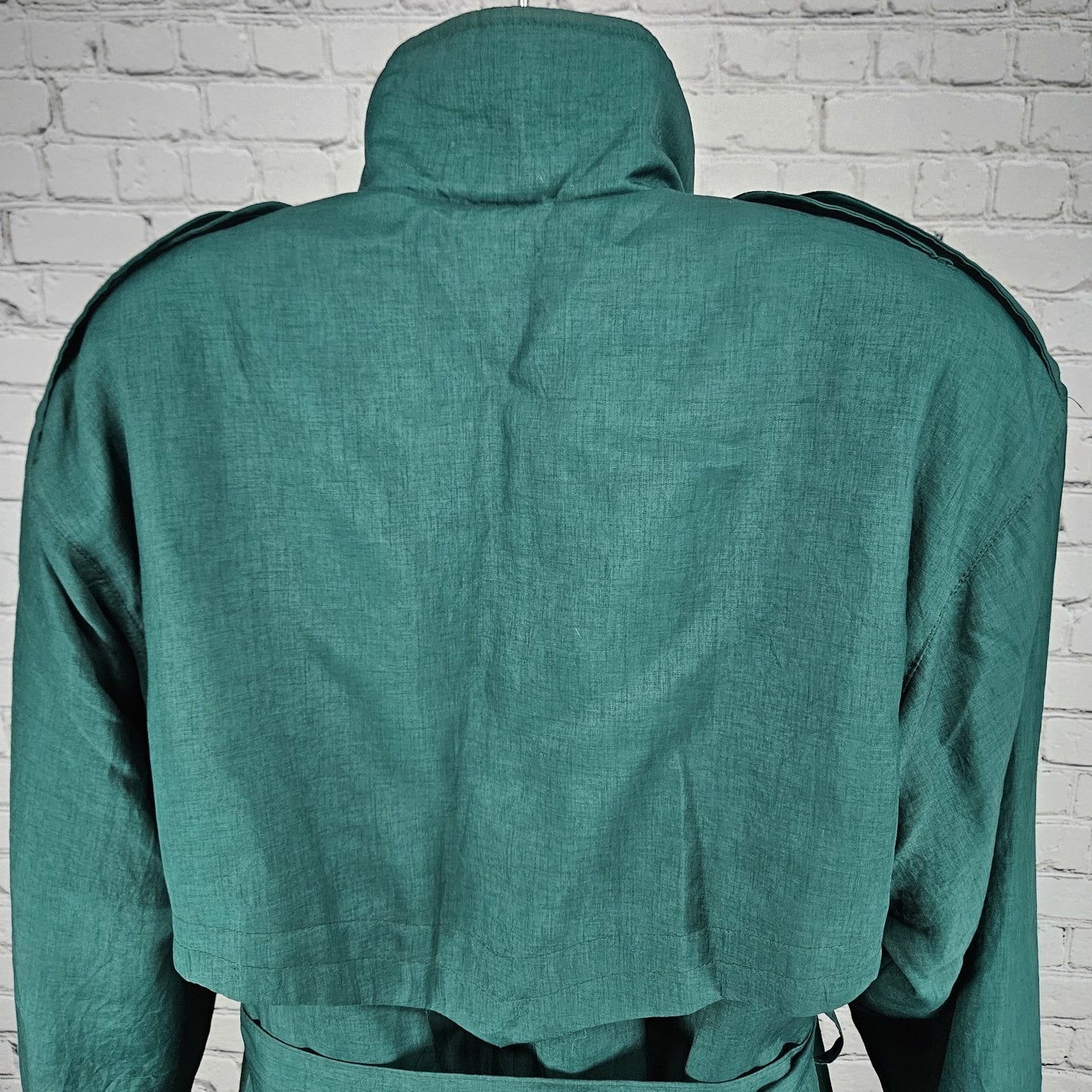 VTG Irving Posluns Green Double Breasted Belted Insulated Trench Coat 9/10