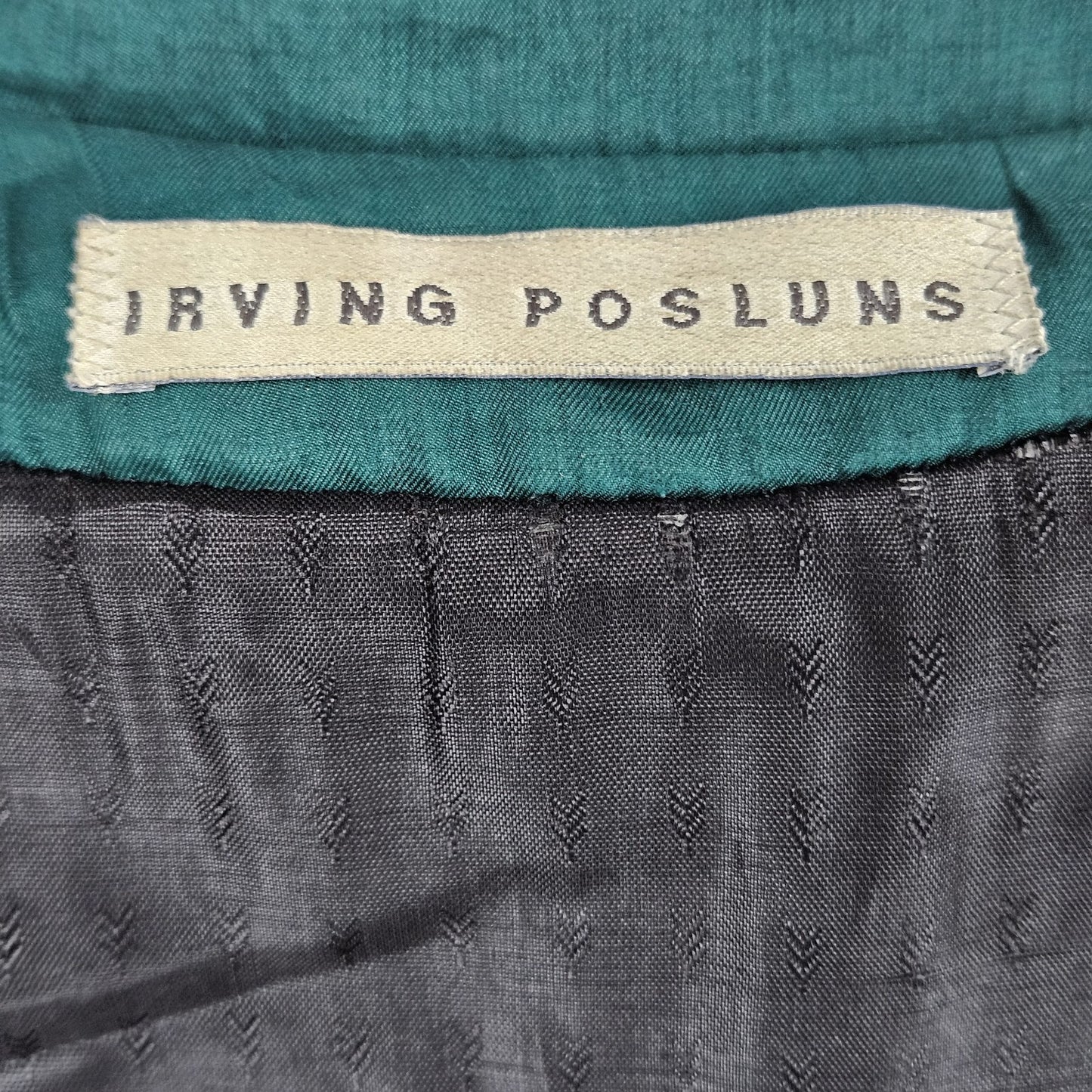 VTG Irving Posluns Green Double Breasted Belted Insulated Trench Coat 9/10