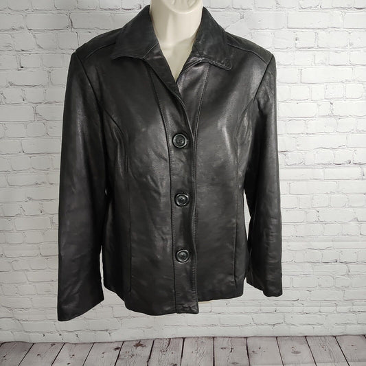 Preston & York Genuine Lamb Skin Lined Biker Style Short Jacket Women's Size M