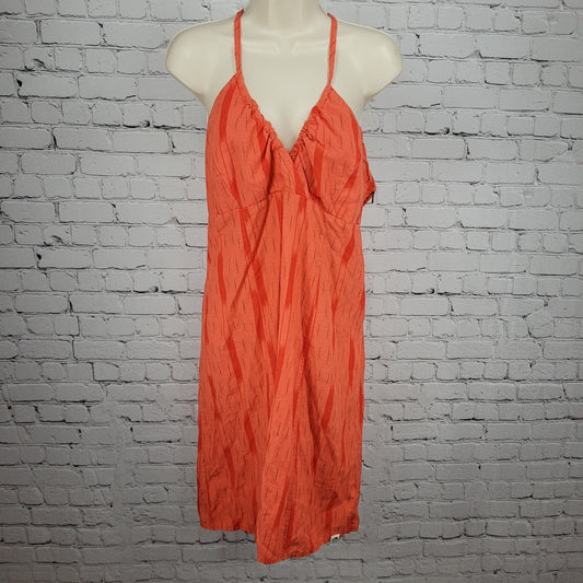 The North Face Orange Linen Cotton Blend Lightweight Strappy Smocked Dress XL