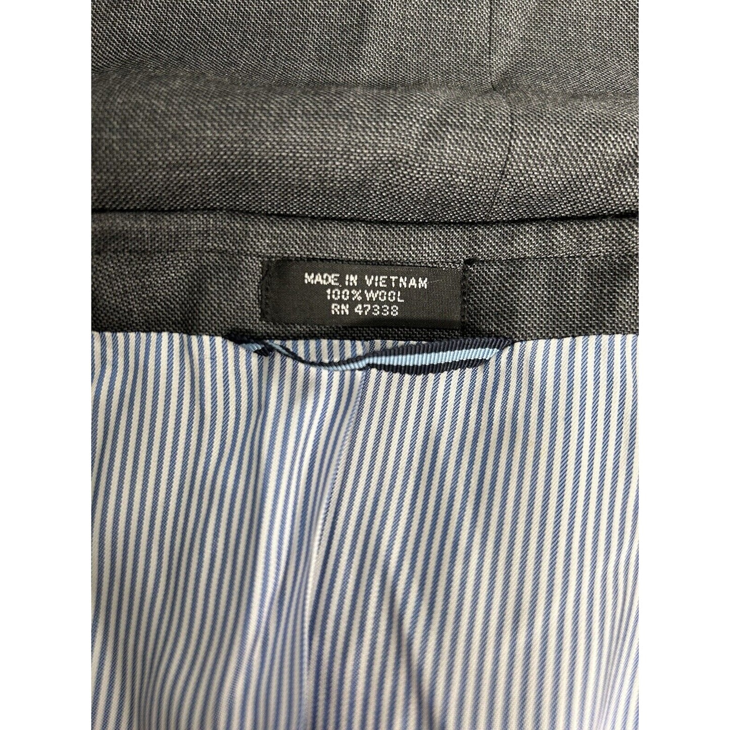 Tommy Hilfiger Solid Gray 100% Wool Two Button Blazer Jacket Coat Men’s 46L