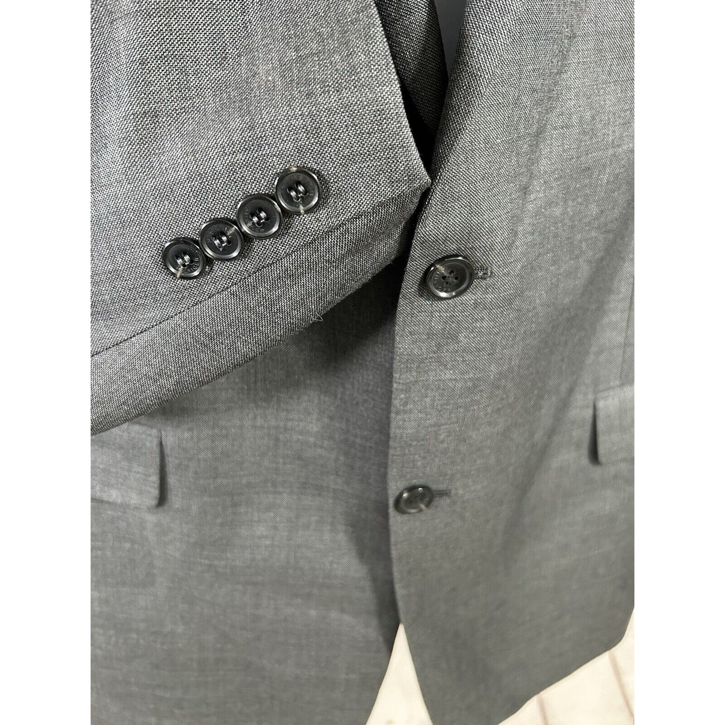 Tommy Hilfiger Solid Gray 100% Wool Two Button Blazer Jacket Coat Men’s 46L