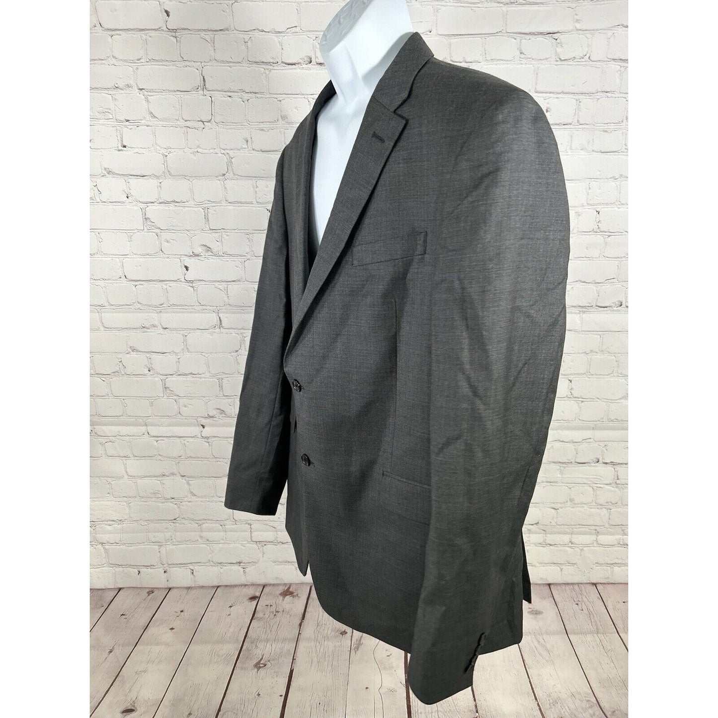 Tommy Hilfiger Solid Gray 100% Wool Two Button Blazer Jacket Coat Men’s 46L