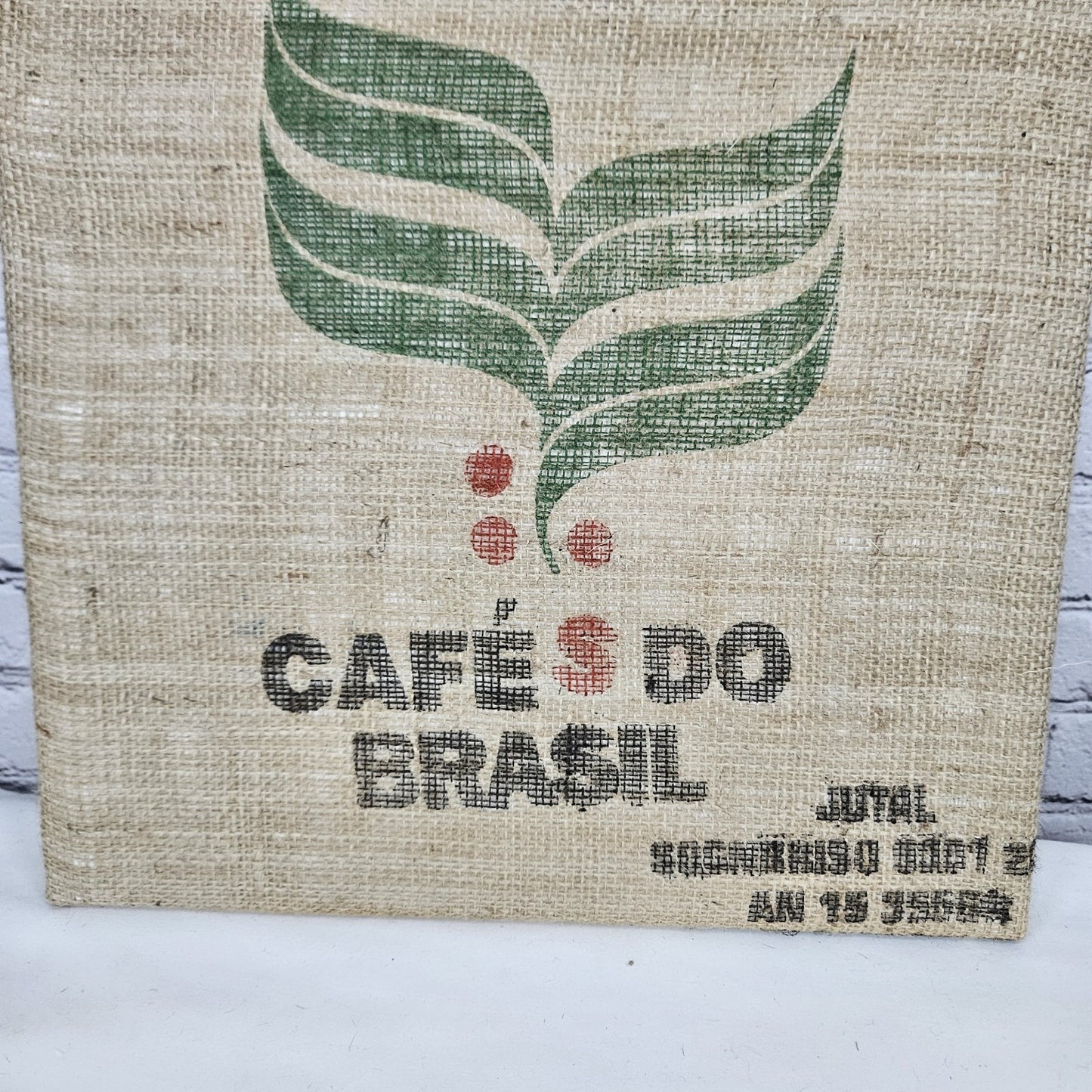 Cafes Do Brasil Coffee Burlap Sack Wrapped Canvas Wood Framed Art 20x16