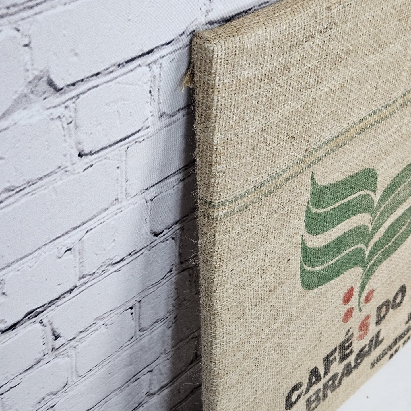Cafes Do Brasil Coffee Burlap Sack Wrapped Canvas Wood Framed Art 20x16