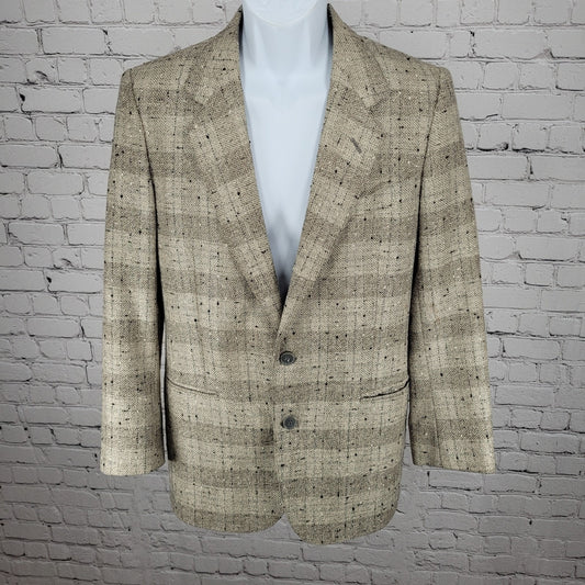 Texitaly Gina Lebole Beige Silk Wool Tweed Blazer Sport Coat Italy Made Size 36